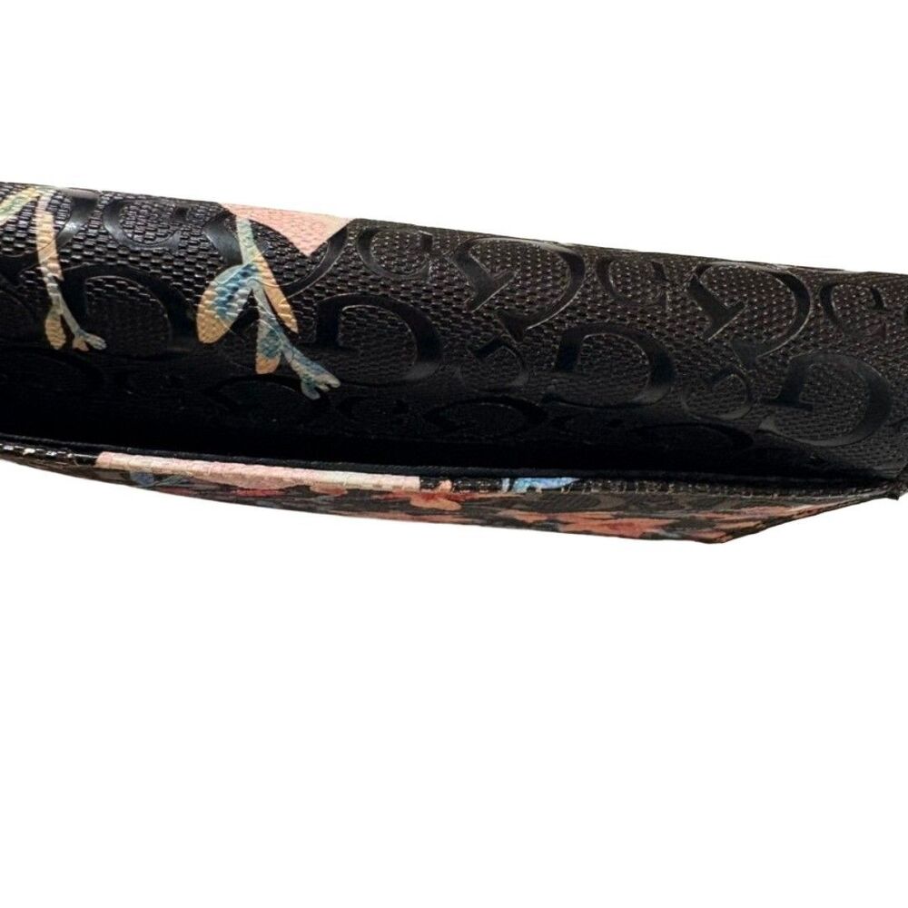 Guess Floral Wallet Black Logo Print Snap Closure Organizer Clutch - Picture 2 of 8